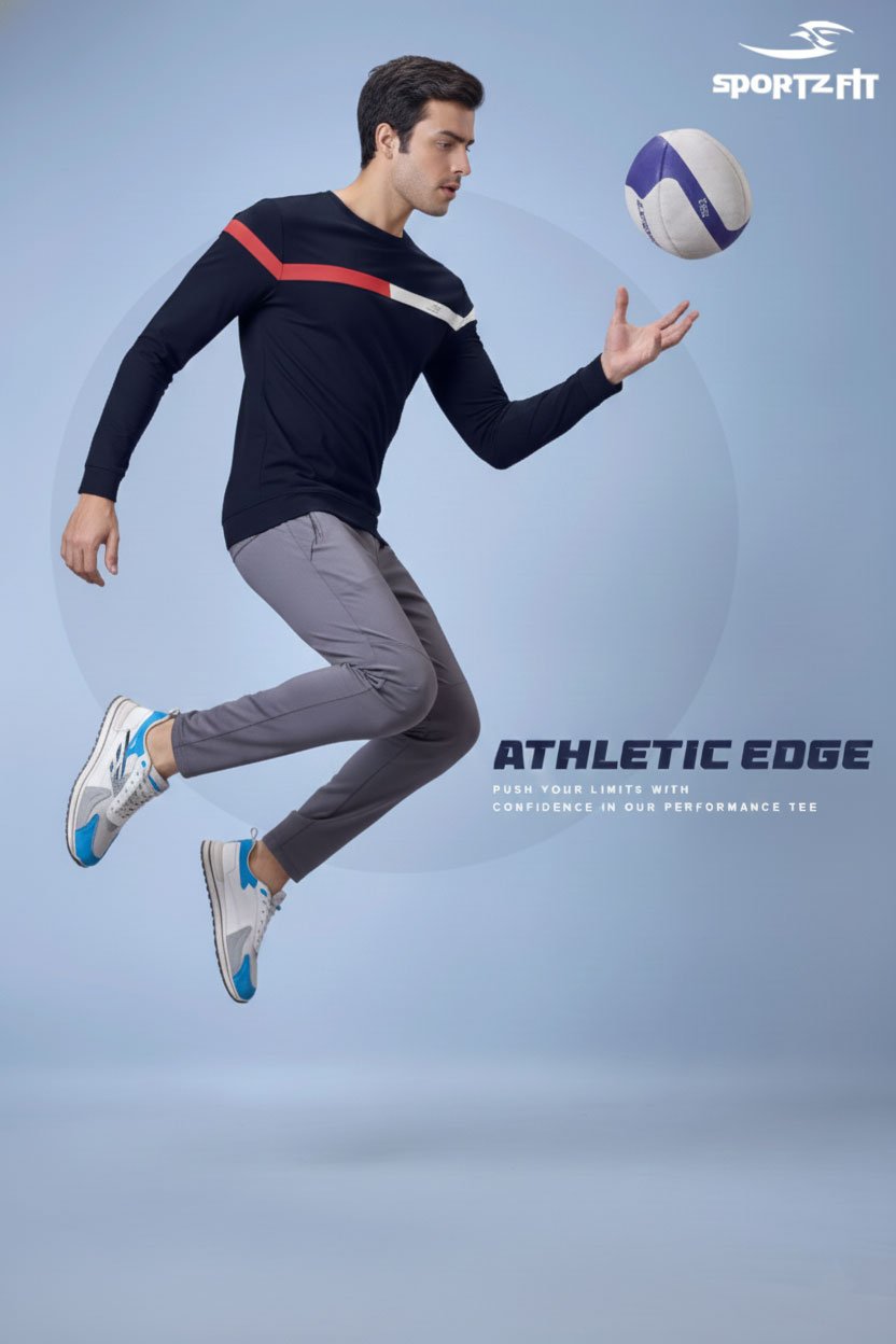 Men Round Neck Full Sleeve T-Shirt - Navy Blue | L | SBT69